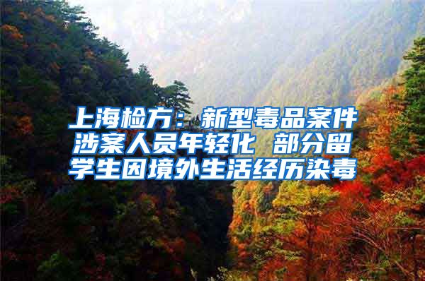 上海检方：新型毒品案件涉案人员年轻化 部分留学生因境外生活经历染毒