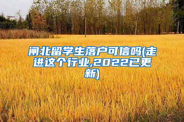 闸北留学生落户可信吗(走进这个行业,2022已更新)