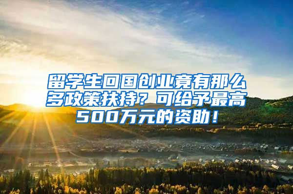 留学生回国创业竟有那么多政策扶持？可给予最高500万元的资助！