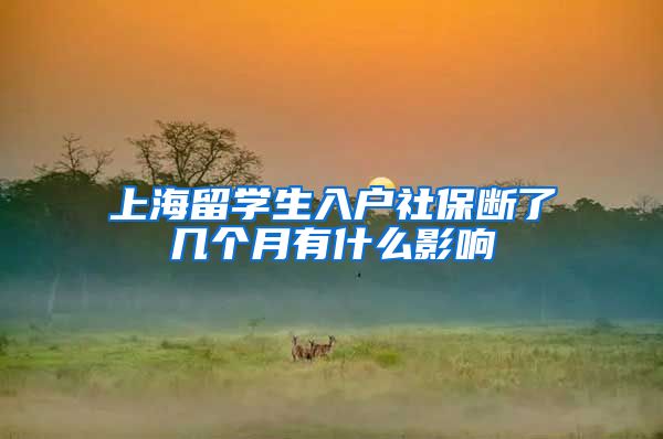 上海留学生入户社保断了几个月有什么影响