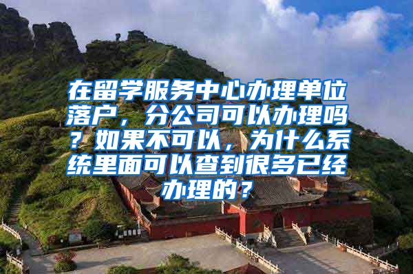 在留学服务中心办理单位落户，分公司可以办理吗？如果不可以，为什么系统里面可以查到很多已经办理的？