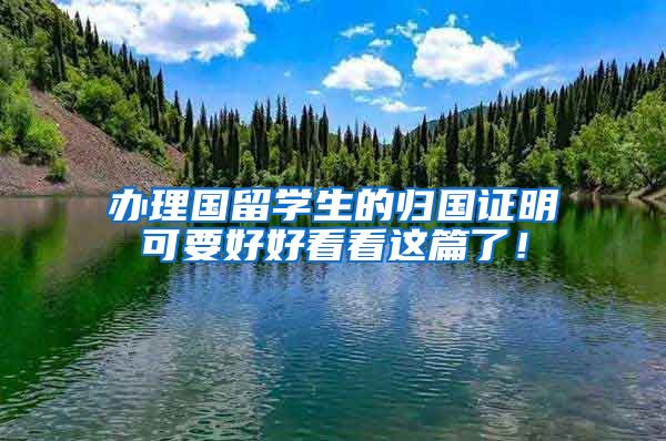 办理国留学生的归国证明可要好好看看这篇了！