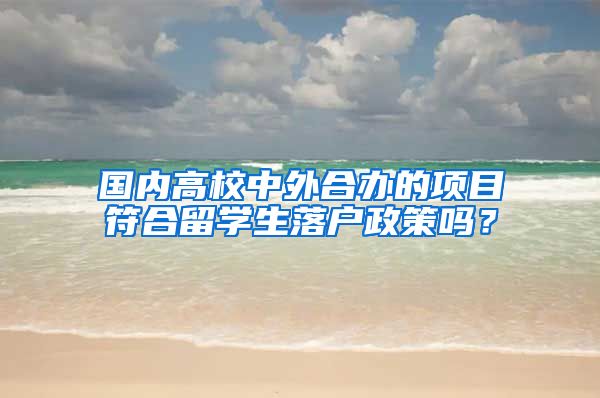 国内高校中外合办的项目符合留学生落户政策吗？