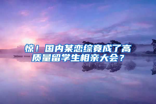 惊！国内某恋综竟成了高质量留学生相亲大会？