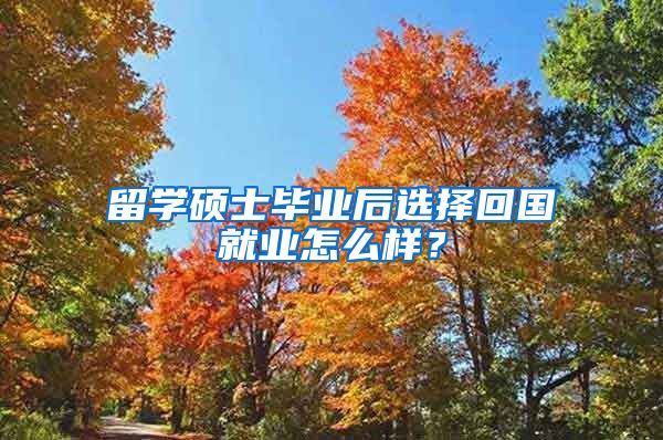 留学硕士毕业后选择回国就业怎么样？