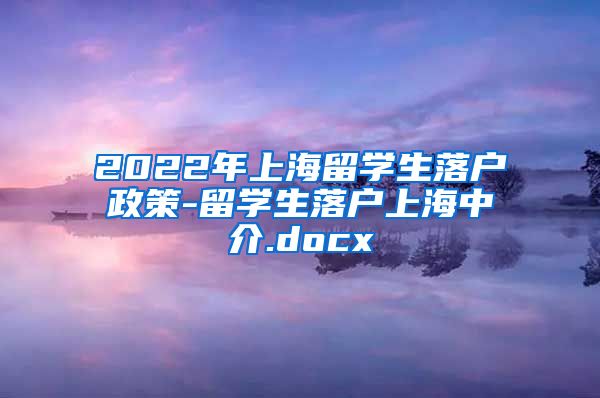 2022年上海留学生落户政策-留学生落户上海中介.docx