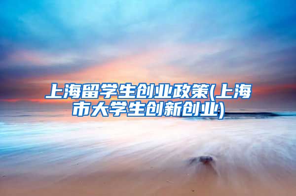 上海留学生创业政策(上海市大学生创新创业)