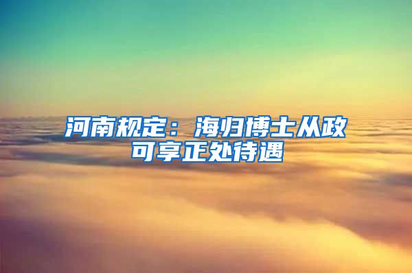 河南规定：海归博士从政可享正处待遇