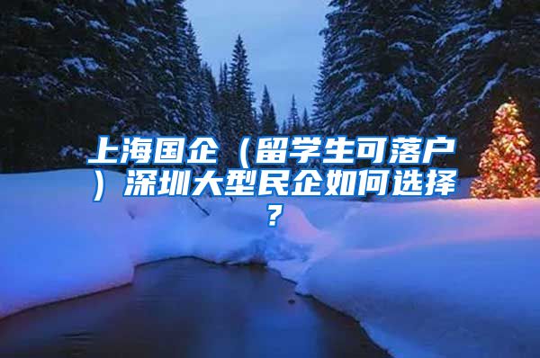 上海国企（留学生可落户）深圳大型民企如何选择？