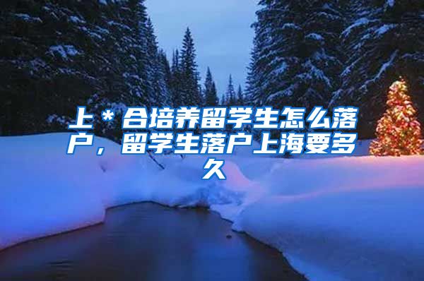 上＊合培养留学生怎么落户，留学生落户上海要多久