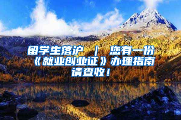 留学生落沪 ｜ 您有一份《就业创业证》办理指南请查收！