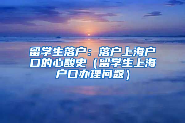 留学生落户：落户上海户口的心酸史（留学生上海户口办理问题）