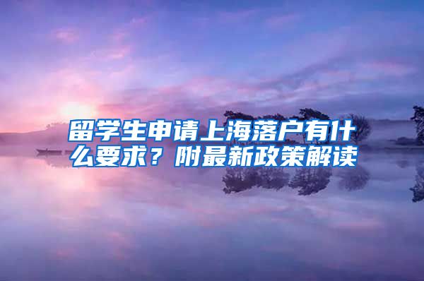 留学生申请上海落户有什么要求？附最新政策解读