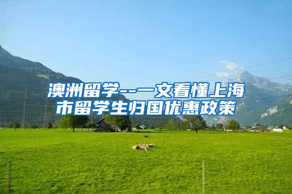澳洲留学--一文看懂上海市留学生归国优惠政策