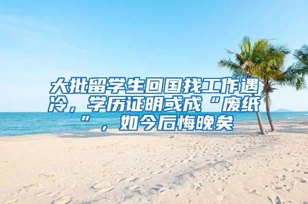 大批留学生回国找工作遇冷，学历证明或成“废纸”，如今后悔晚矣