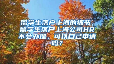 留学生落户上海的细节，留学生落户上海公司HR不会办理，可以自己申请吗？